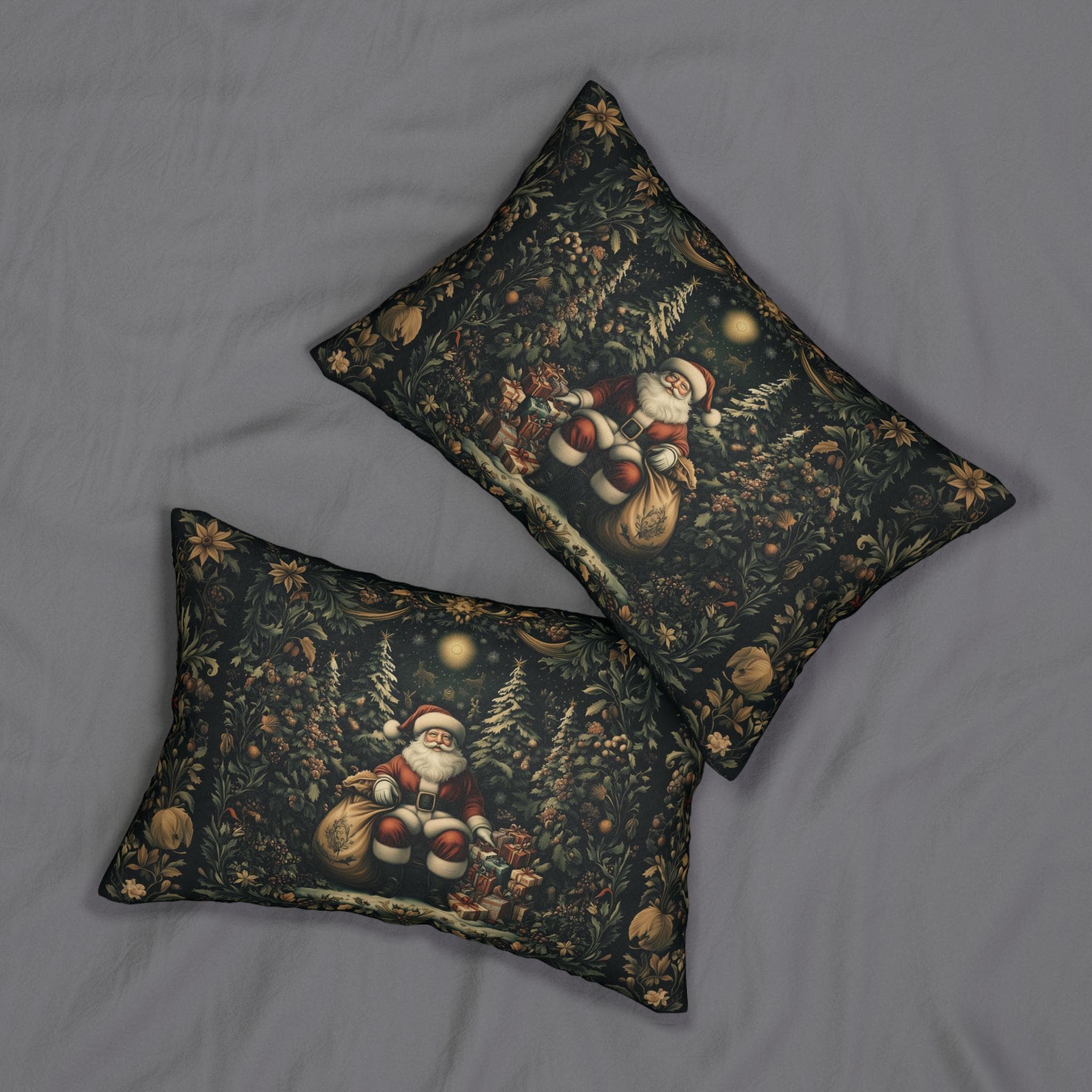 William Morris Santa Claus Lumbar Pillow: Vintage Style Christmas Decor