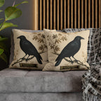 Halloween Crow Pillow Cover: Vintage Style Scientific Bird Illustration