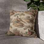 French Toile Pheasant Pillow Cover: Vintage Style Country Bird Scene