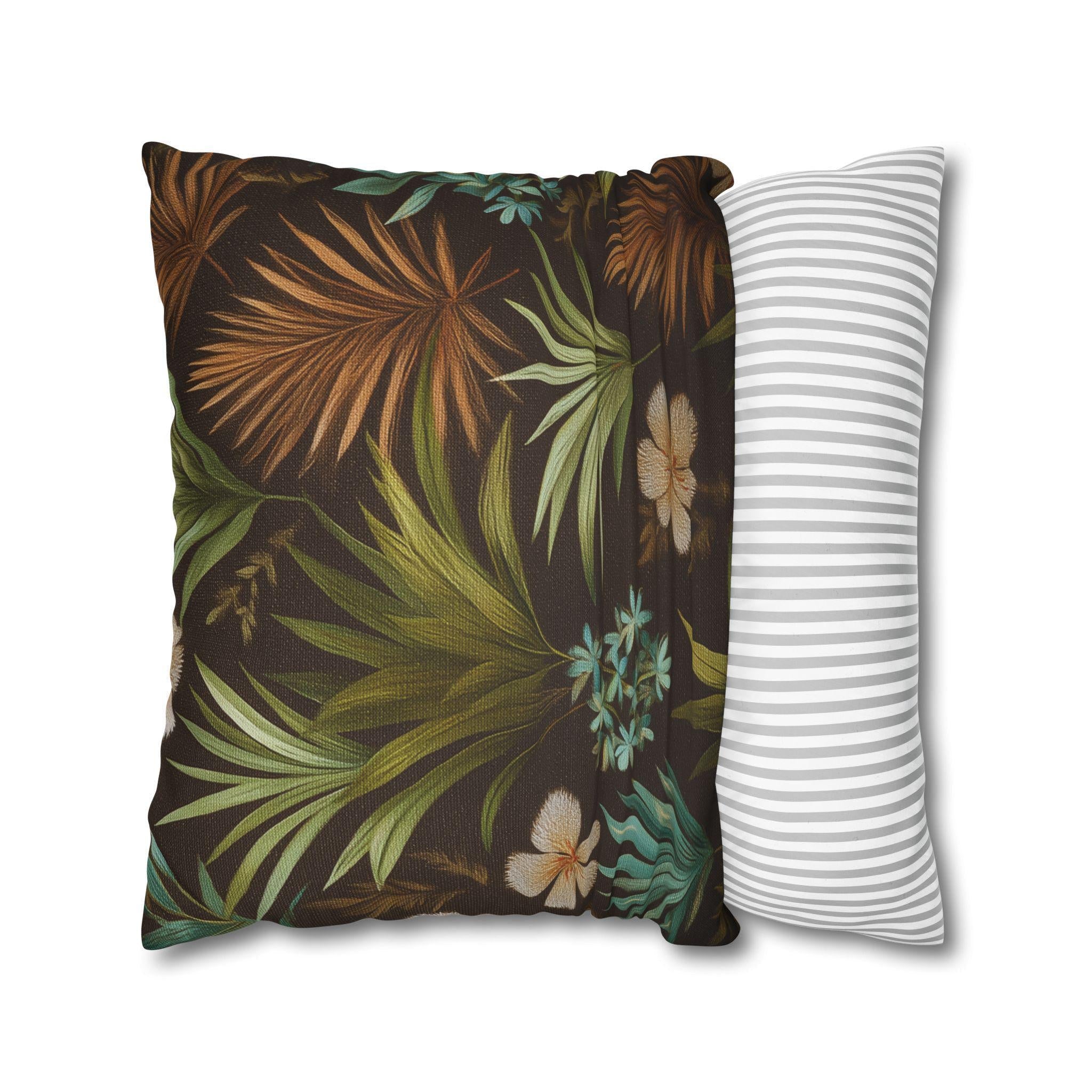 Earth Tone Tropical Leaf Pillow Cover: Jungle-Inspired Boho Cushion for Nature-Inspired Home Decor