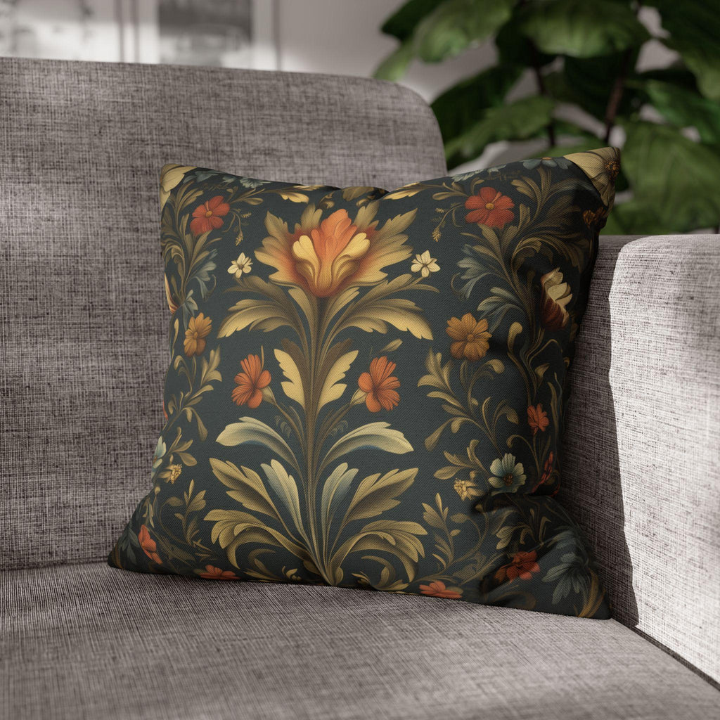 William Morris Botanical Pillow Cover: Golden Ochre Moody Blooms Floral Tapestry