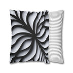 Abstract Floral Pillow Cover, Black and White Geometric Cushion