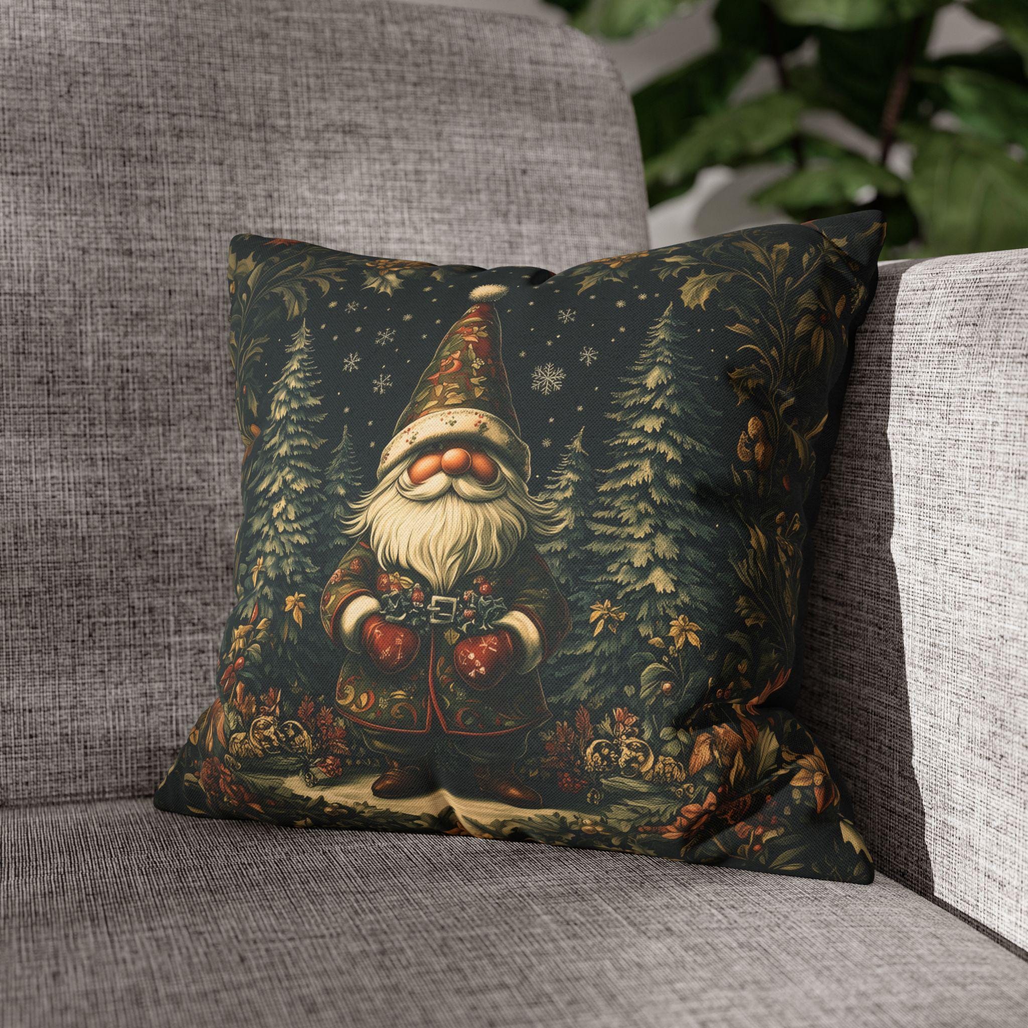 William Morris Christmas Gnome Pillow Cover: Festive Holiday Decor