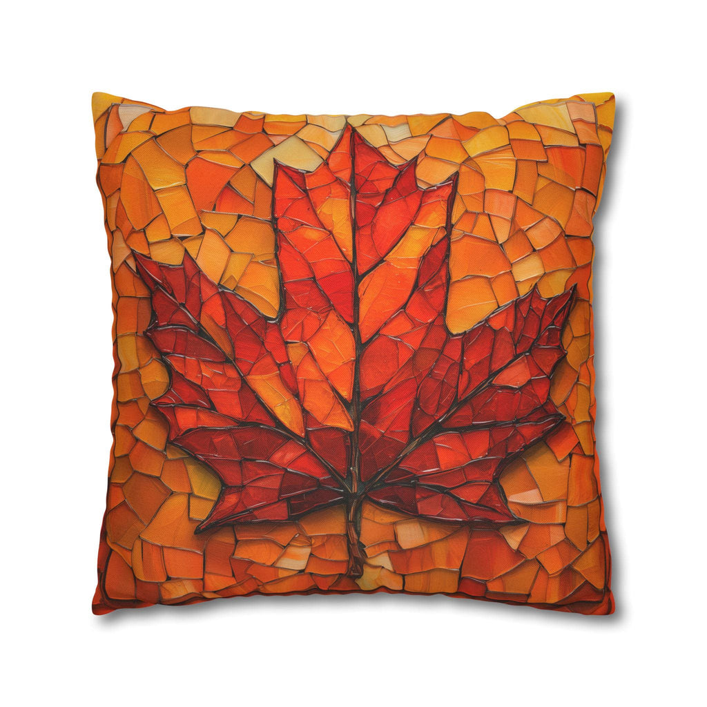 Stained Glass Autumn Maple Leaf Pillow Cover: Fall Decor, Thanksgiving Gift, Seasonal Accent