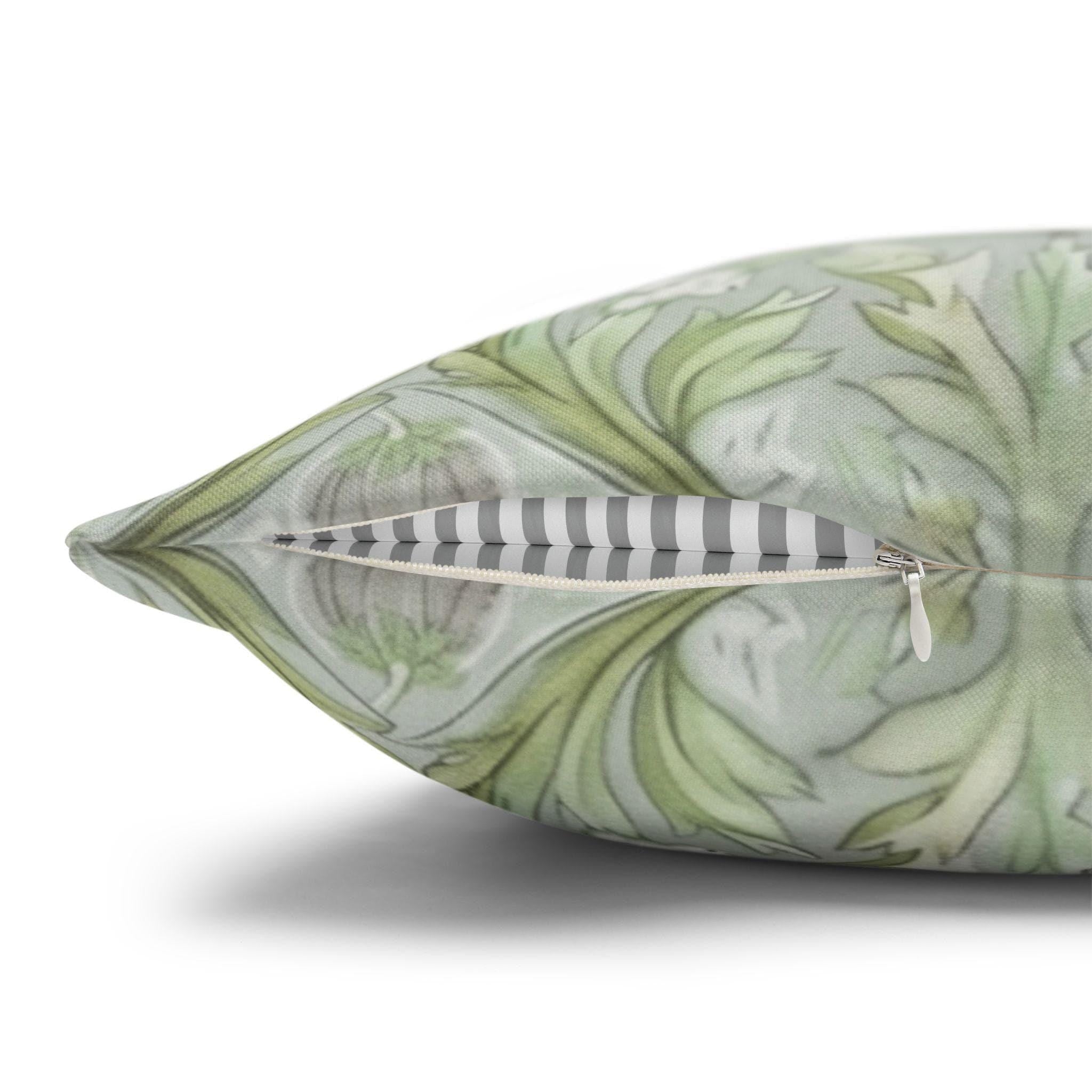 William Morris inspired Throw Pillow Cover: Soft Sage Botanical with Muted Lavender