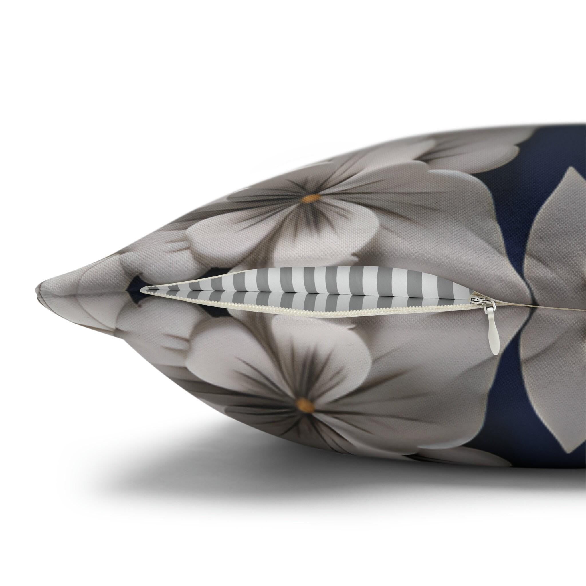 Elegant Chinoiserie White Blossom Pillow Cover | Blue Floral Art | Serene Asian-Inspired Decor