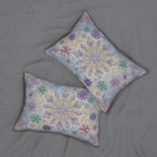 Pastel Snowflake Lumbar Pillow: Coquette Christmas Decor, Dreamy Lilac Mint Winter