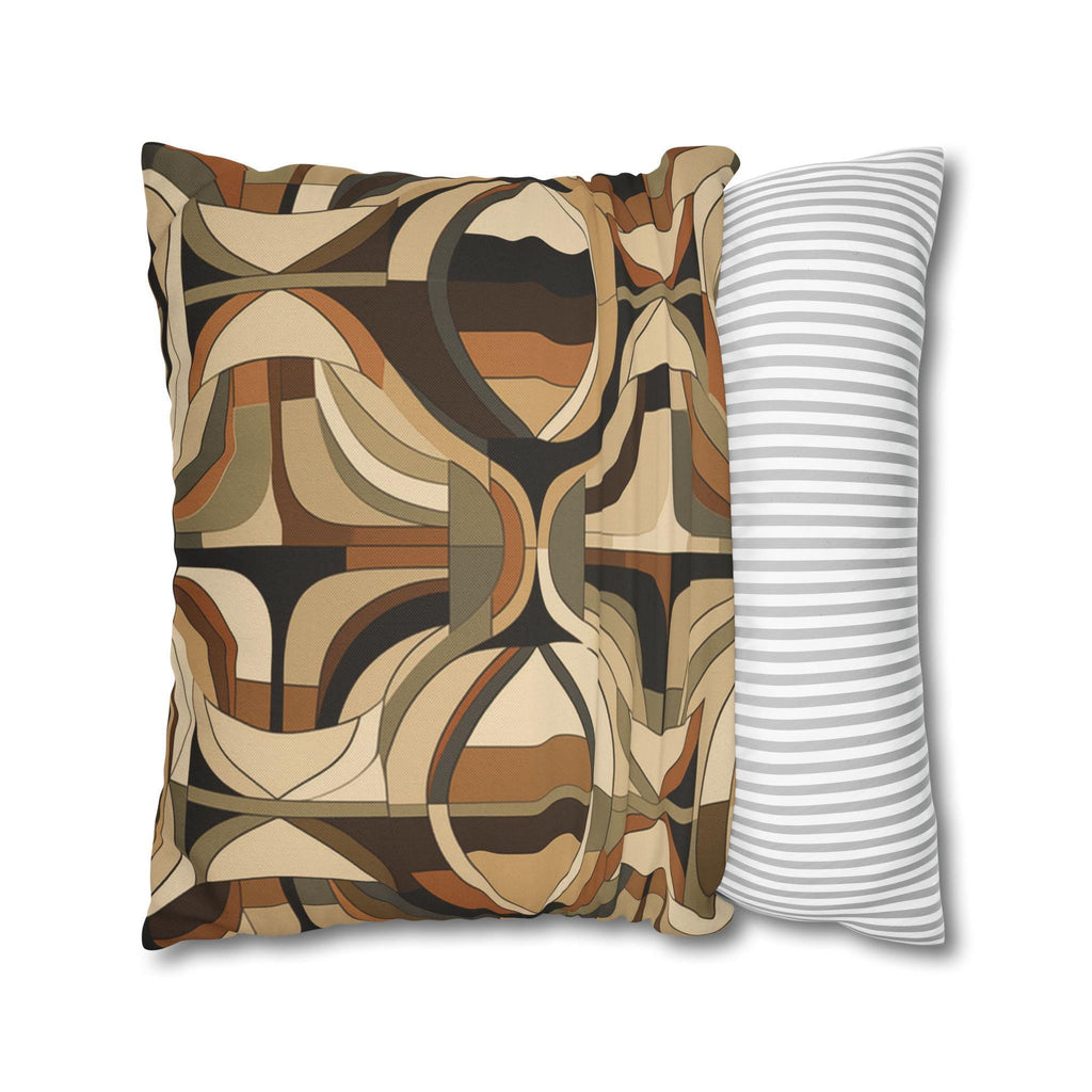 Modern Geometric Throw Pillow Cover, Contemporary Elegance, Sandy Beiges to Deep Rich Browns