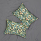 William Morris Lumbar Pillow: Teal Botanical Floral Cushion