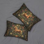 Horse Lumbar Pillow: William Morris Inspired  Golden Equestrian Botanical Floral