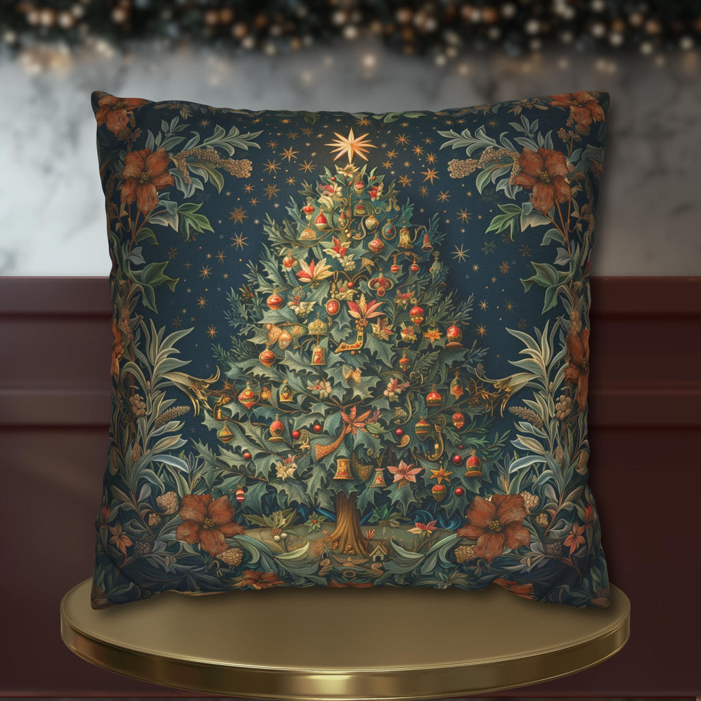 William Morris Christmas Tree Pillow Cover: Elegant Holiday Decor