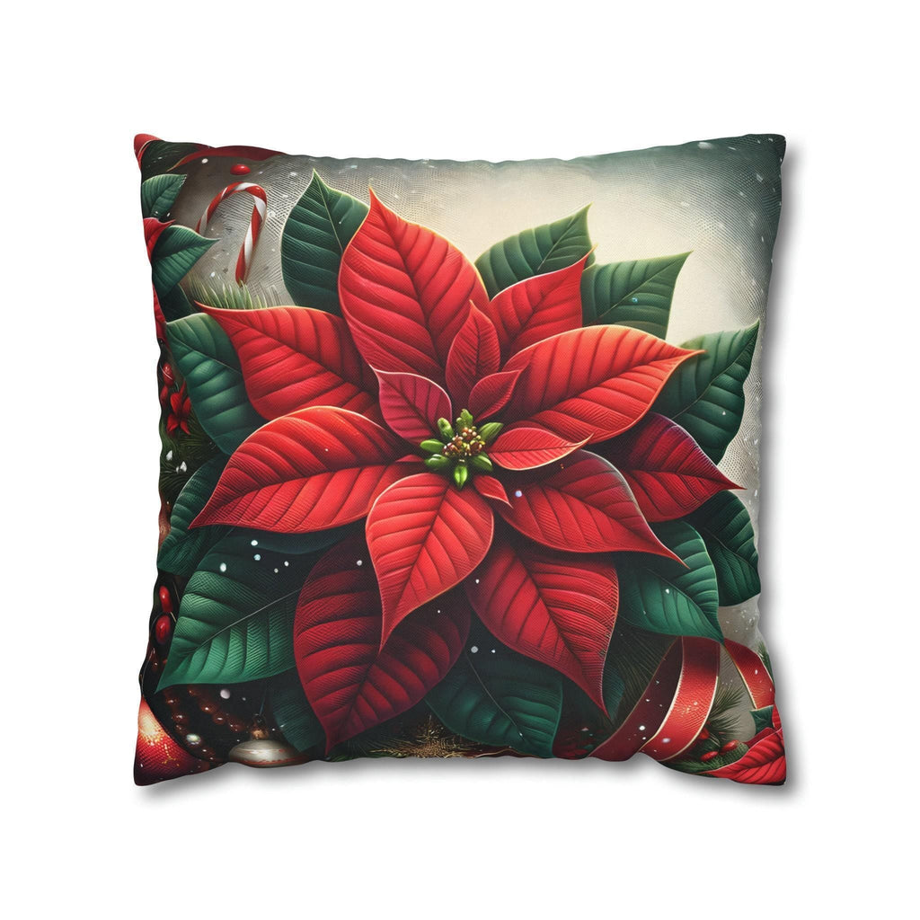Festive Poinsettia Christmas Pillow Cover: Hypoallergenic Holiday Cushion Case in 4 Sizes