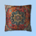 Medallion Persian Rug Pillow Cover: Teal, Red, and Orange
