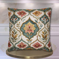 Moroccan Floral Pillow Cover: Teal, Terracotta, Gold Medallion Design