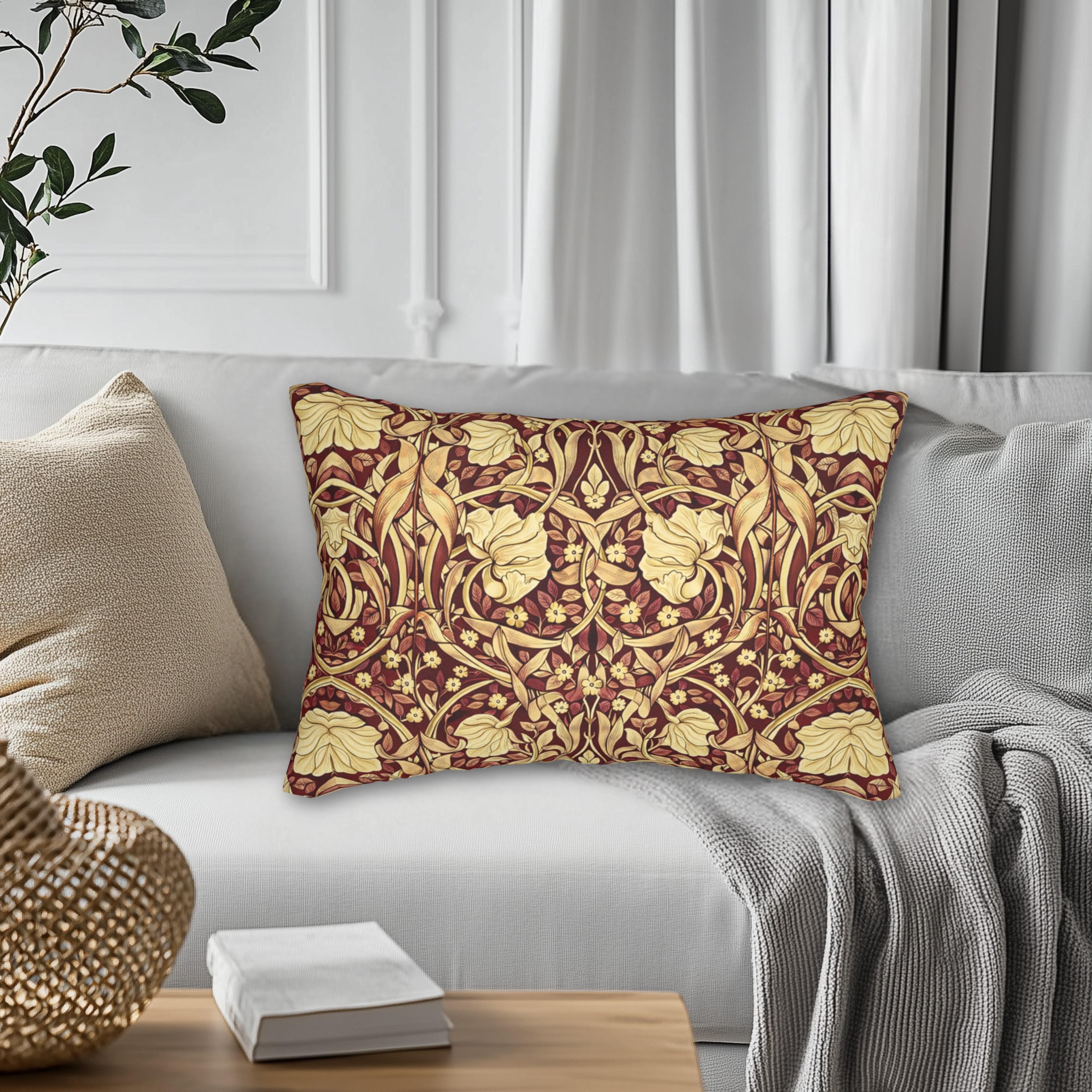 William Morris Lumbar Pillow: Burgundy Champagne Vintage Pimpernel Reconstructed