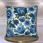 Blue and White Botanical Pillow Cover: Stylized Floral Vine Design