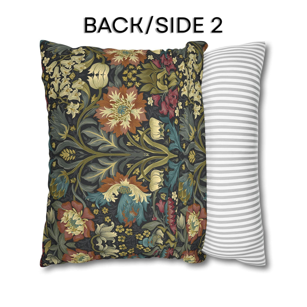 William Morris Inspired Pillow Cover: Midnight Navy Botanical Design