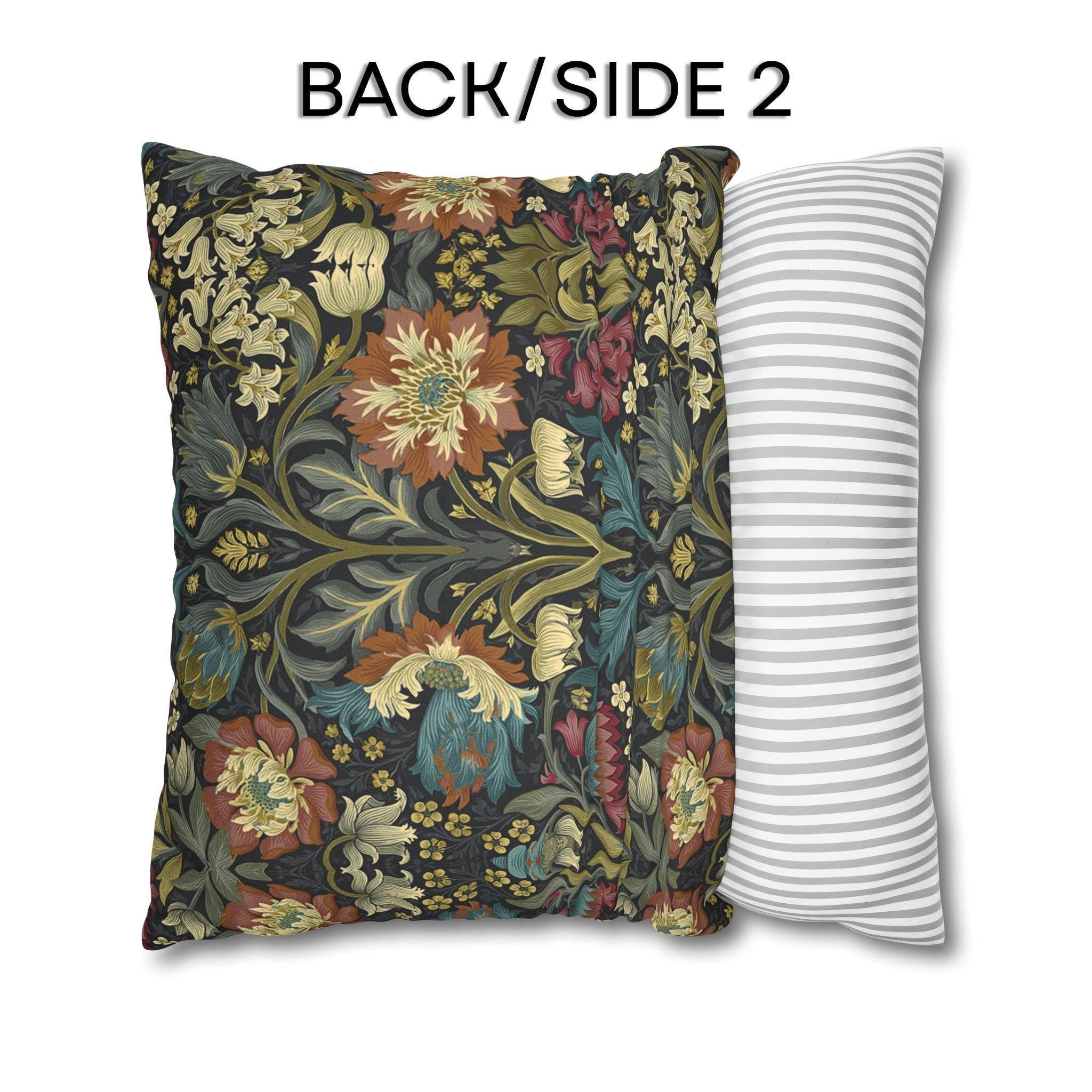 William Morris Inspired Pillow Cover: Midnight Navy Botanical Design