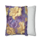 Tropical Hibiscus Floral Pillow Cover, Soft Purple Botanical Cushion