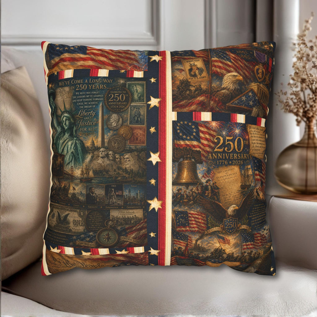 Patriotic Pillow Cover: USA 250th Anniversary Decor