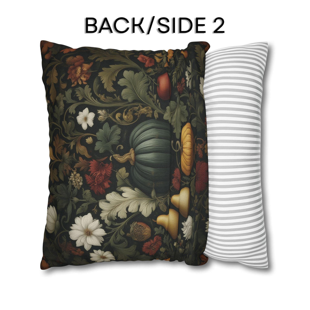 William Morris Inspired Pillow Cover: Midnight Harvest with Pumpkins, Pears & Florals