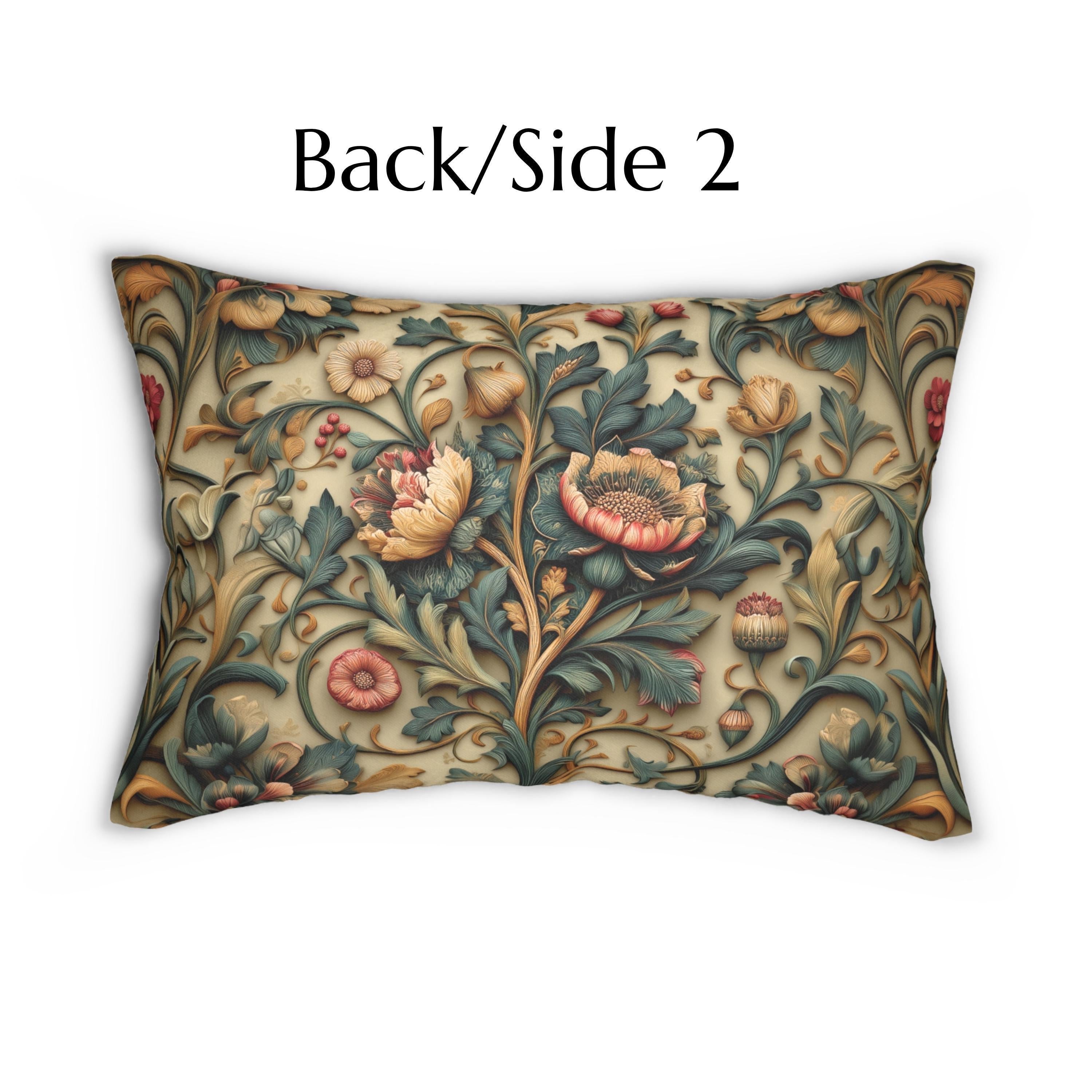 Spring Moody Blooms Lumbar Pillow: William Morris Inspired Home Decor Refresh