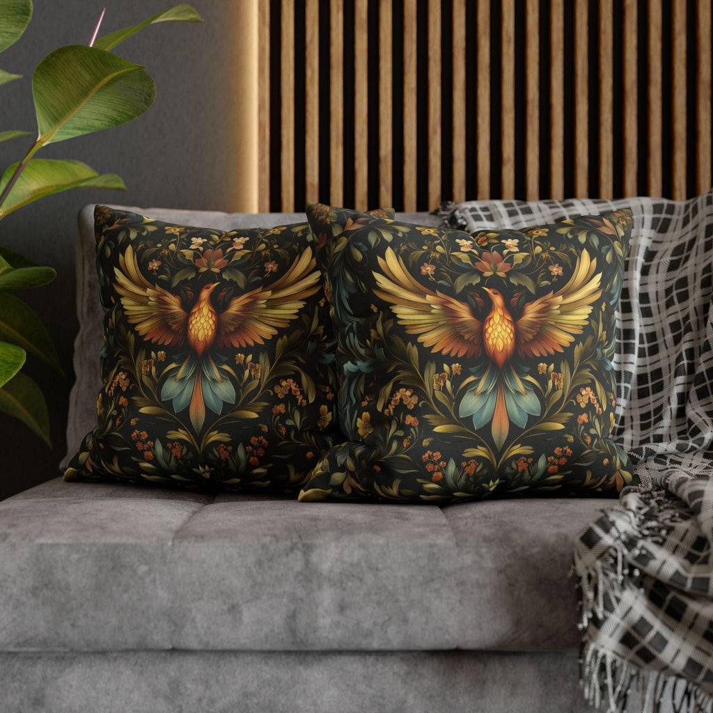 William Morris Phoenix Pillow Cover: Majestic Firebird Arts and Crafts Decorative Accent