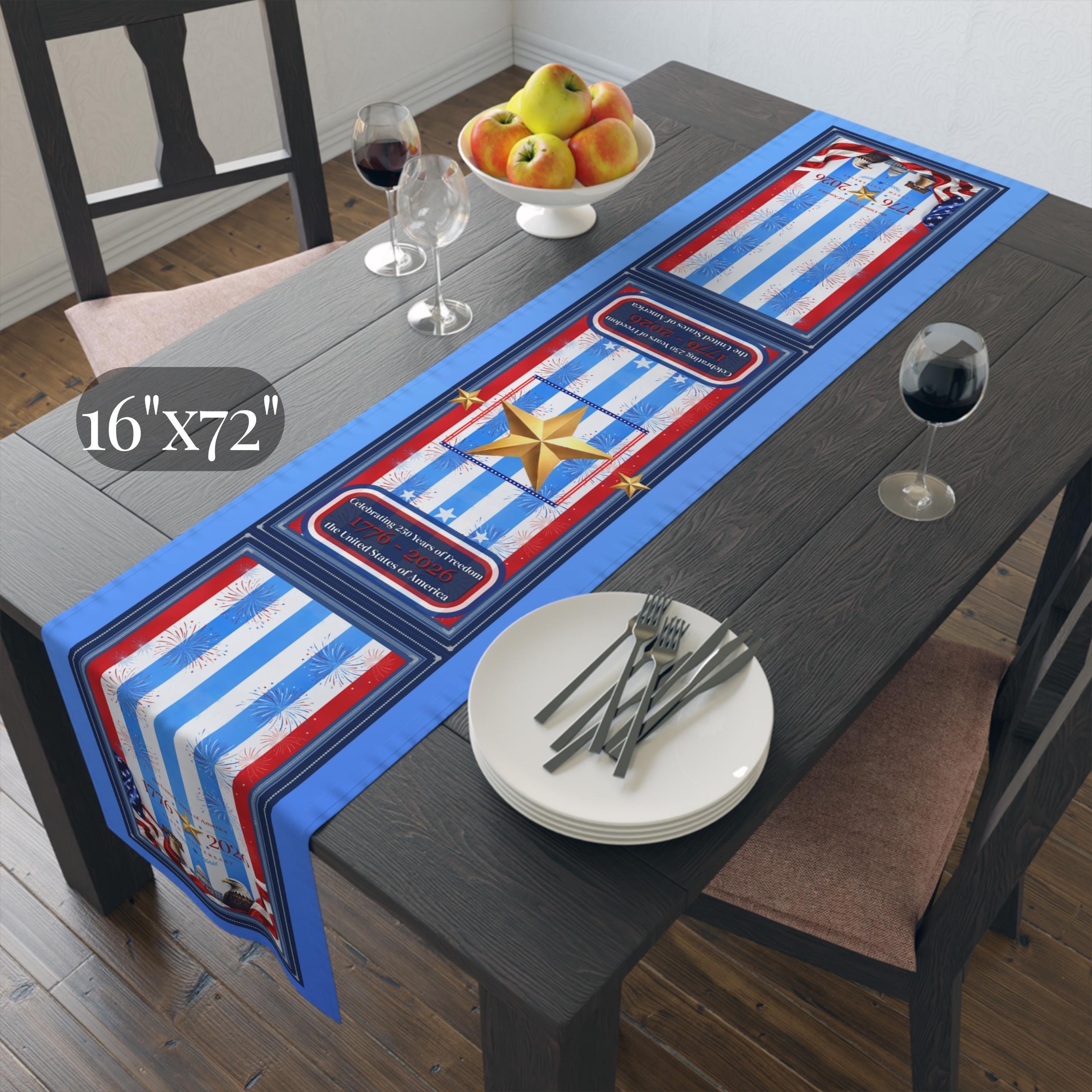 Patriotic Striped Table Runner: America 250th Anniversary Limited Edition