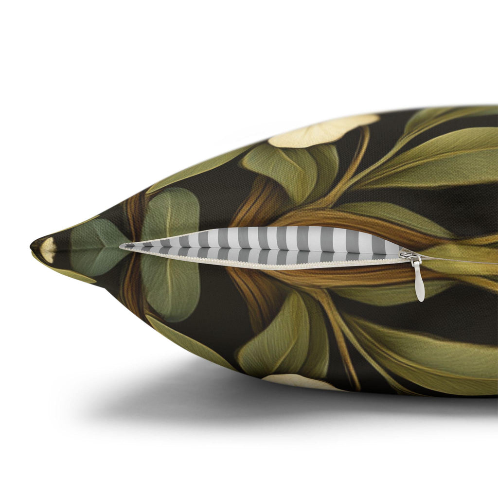 William Morris Inspired Autumn Songbird Pillow Cover: Olive and Pumpkin Arts & Crafts Heritage Design