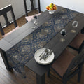 Elegant Baroque Navy & Gold Damask Table Runner: Vintage-Inspired Dining Room Accent