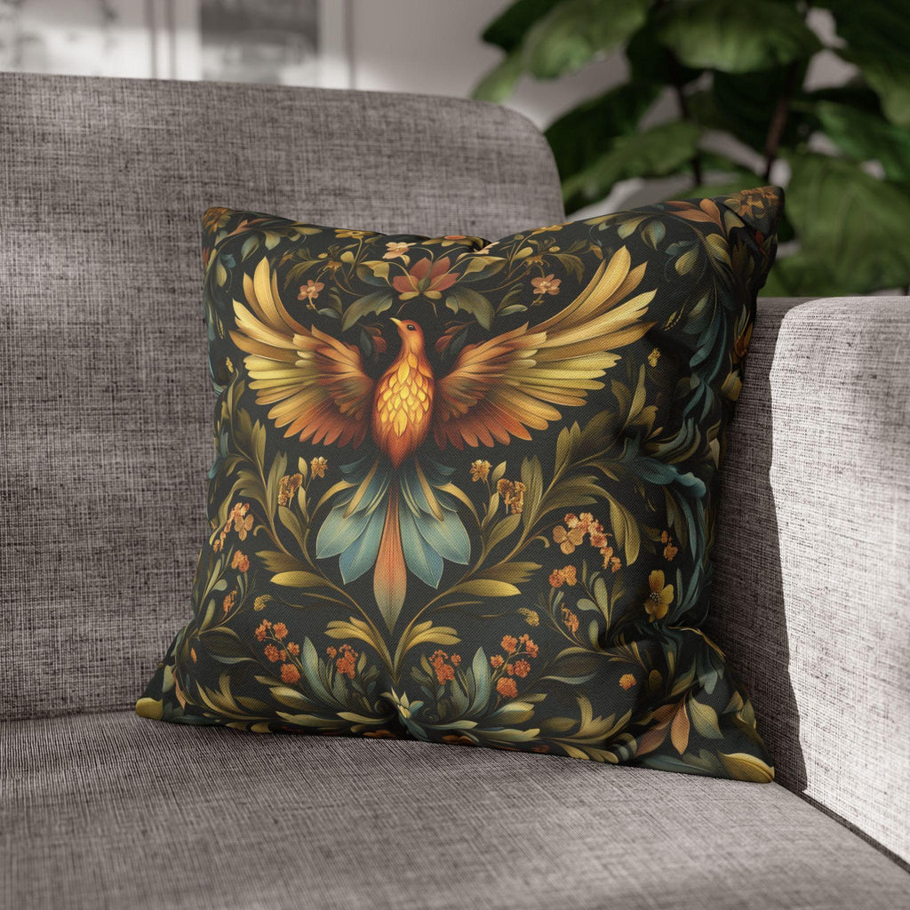 William Morris Phoenix Pillow Cover: Majestic Firebird Arts and Crafts Decorative Accent