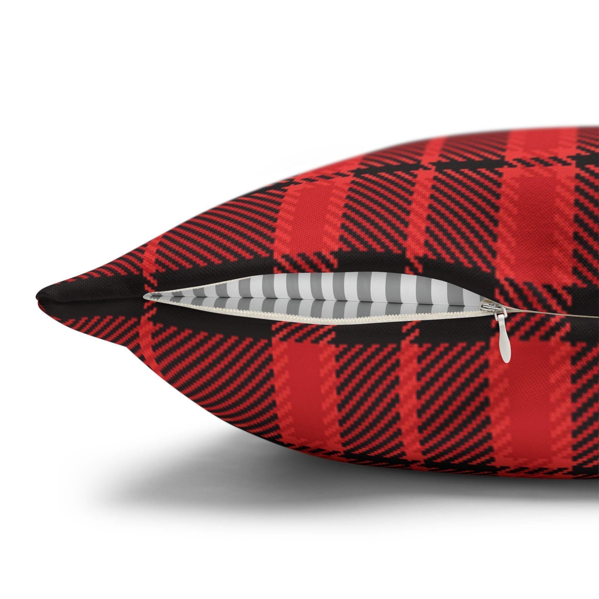 Plaid & Checker Stag Pillow Cover: Modern Rustic Christmas Accent