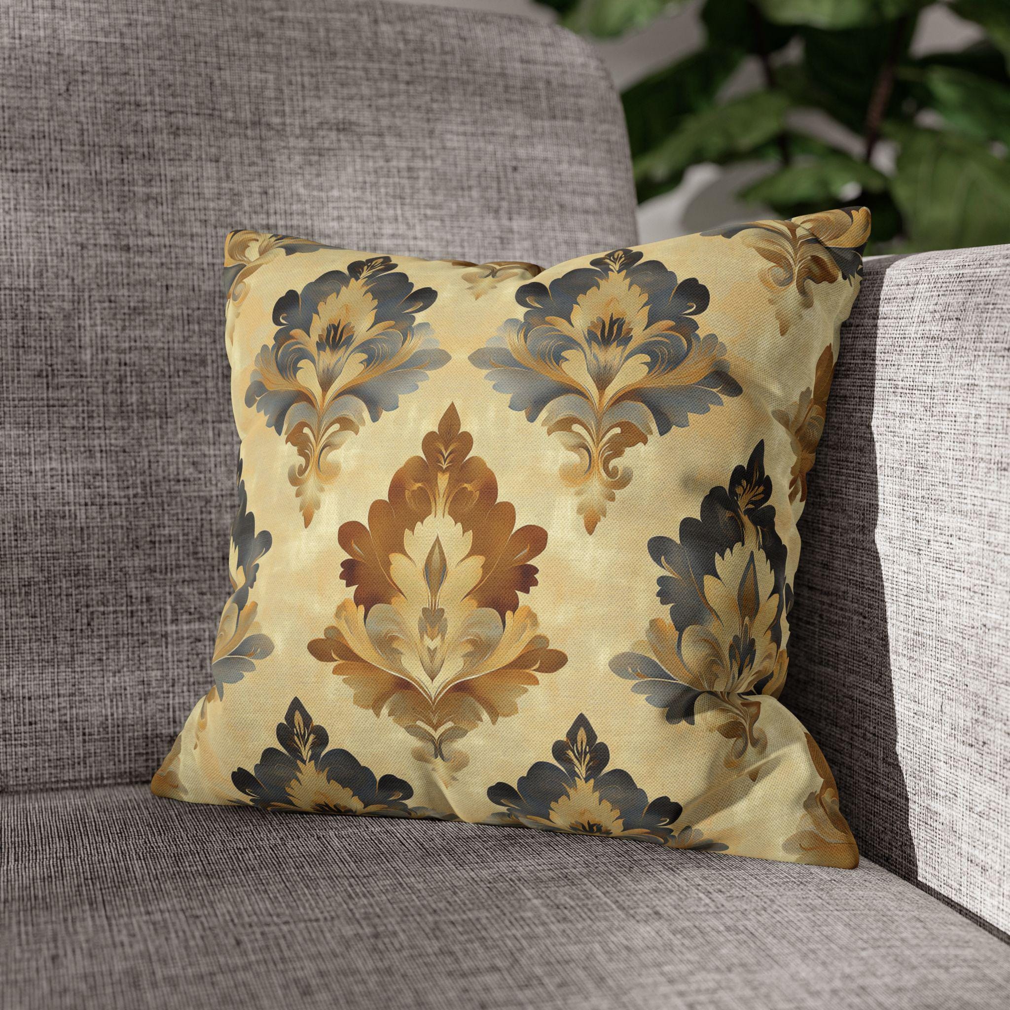 French Farmhouse Damask Pillow Cover: Elegant Home Decor