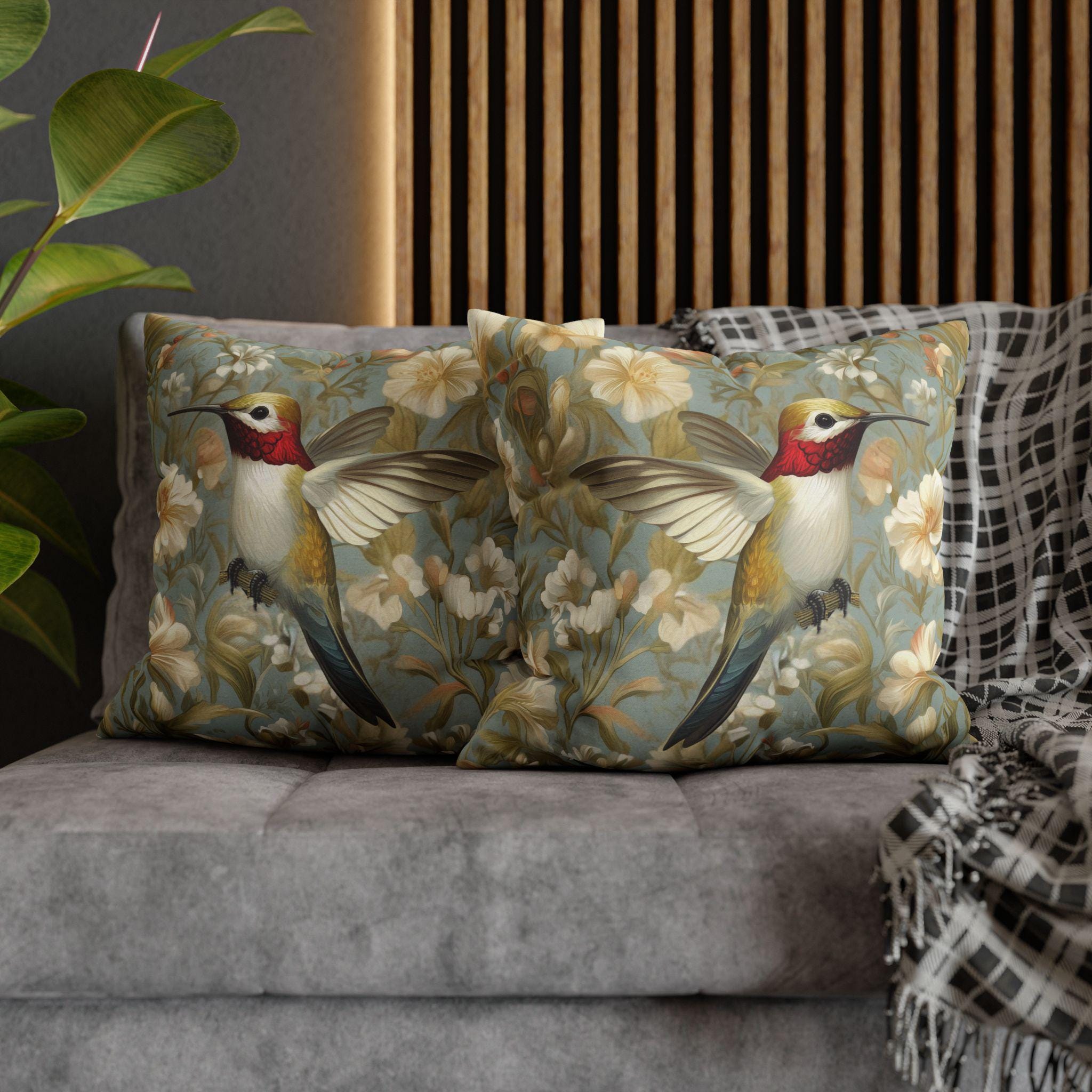William Morris Hummingbird Pillow Cover: Arts & Crafts Floral Cushion