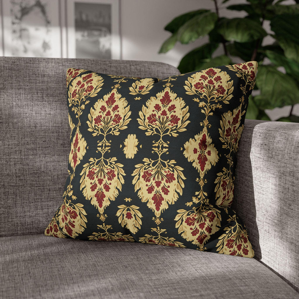 Elegant Ikat Christmas Pillow Cover: Red, Green & Gold Holiday Cushion for Festive Home Decor