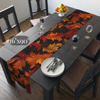 Art Nouveau Fall Table Runner: Ember Orange Acanthus Leaves, Modern Autumn Decor