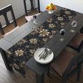 Navy Blue Holiday Table Runner: Golden Poinsettia Design