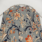 Vintage-Inspired Floral Shower Curtain: Warm Autumn Botanicals on Dusty Blue Background