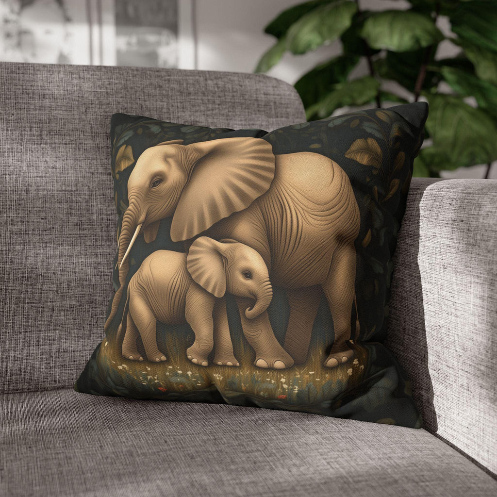 Elephant Pillow Cover: William Morris Botanical Jungle Art