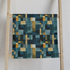 Geometric Abstract Hand Towel: Blue & Earthy Tones, Modern Rustic Decor, Hand-painted Effect
