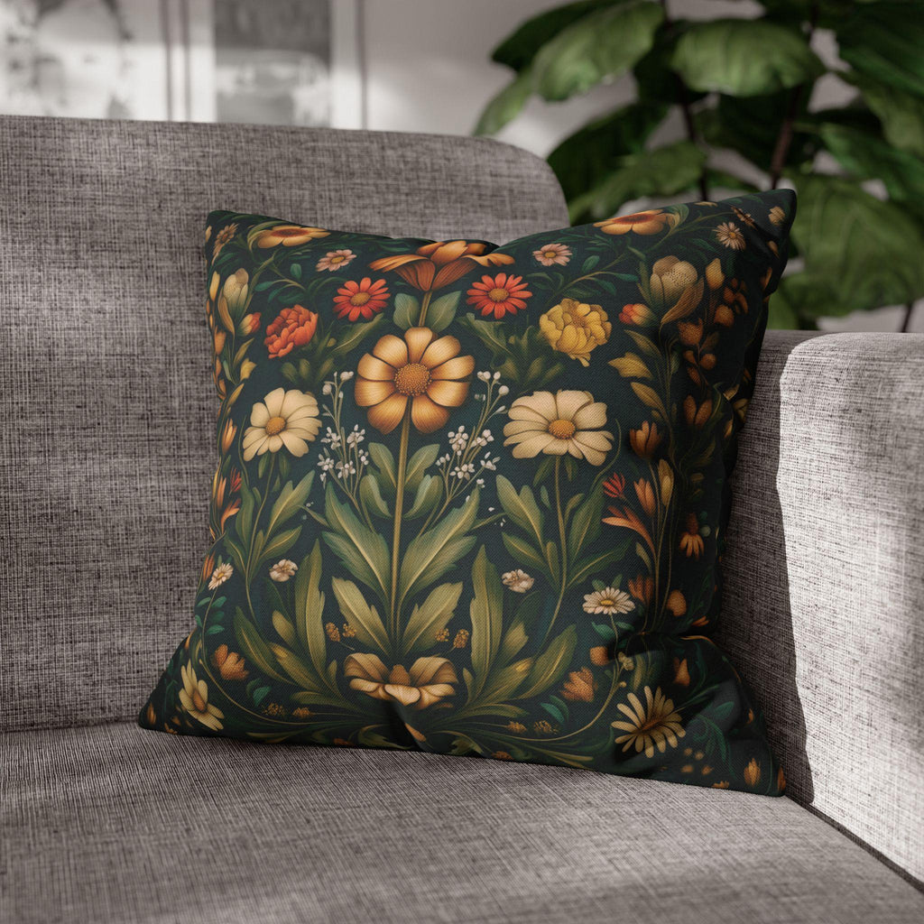 William Morris Throw Pillow Cover - Muted Coral and Leafy Green Florals