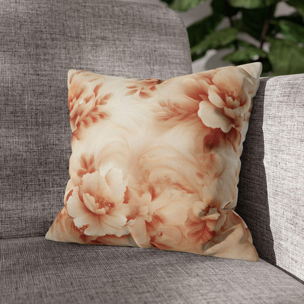 Peach Floral Pillow Cover: Romantic Botanical Home Decor