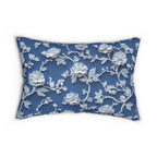 Chinoiserie Lumbar Pillow: Blue and White Floral Home Accent