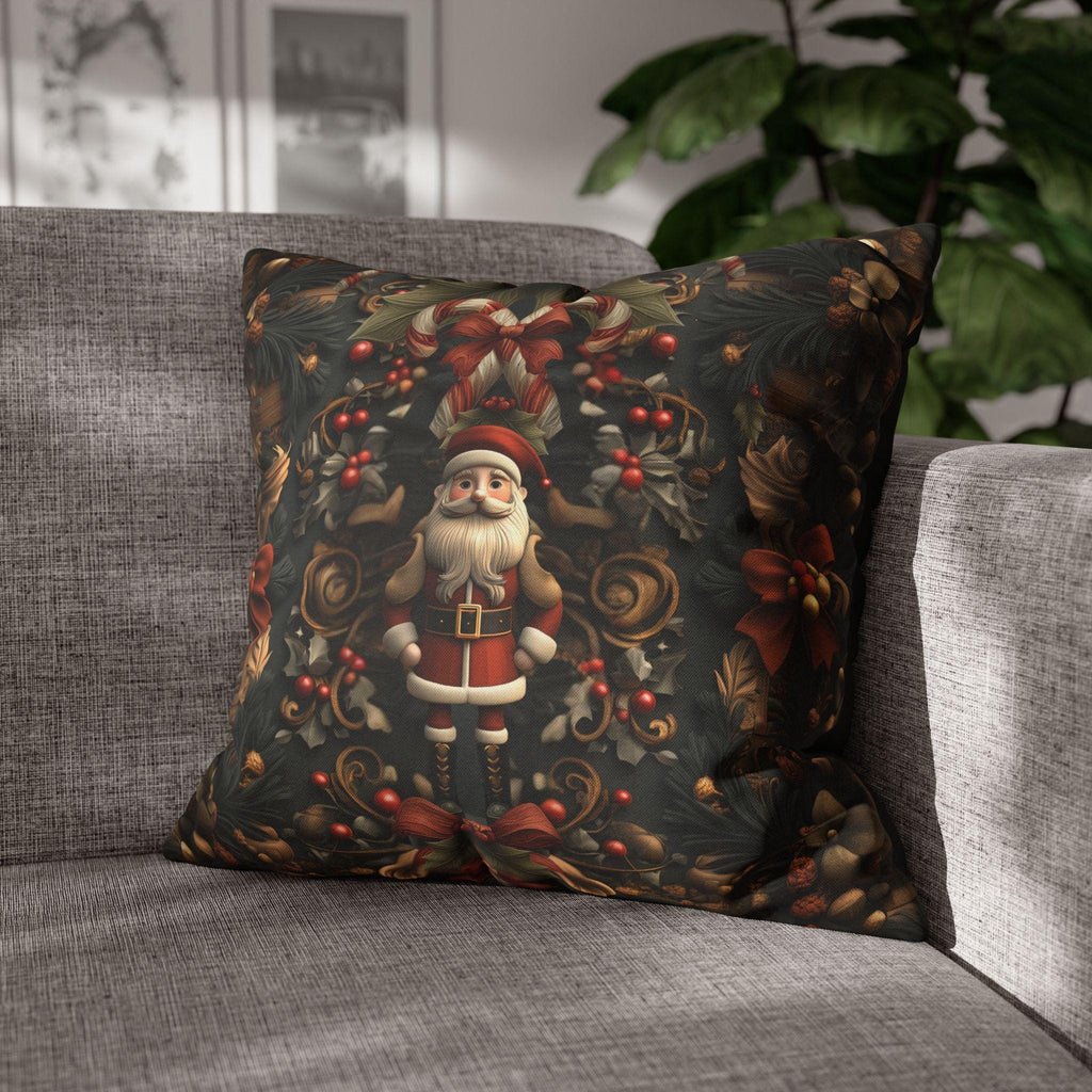 William Morris Inspired Christmas Pillow Cover: Nutcracker Santa Dark Vintage Style Holiday Accent