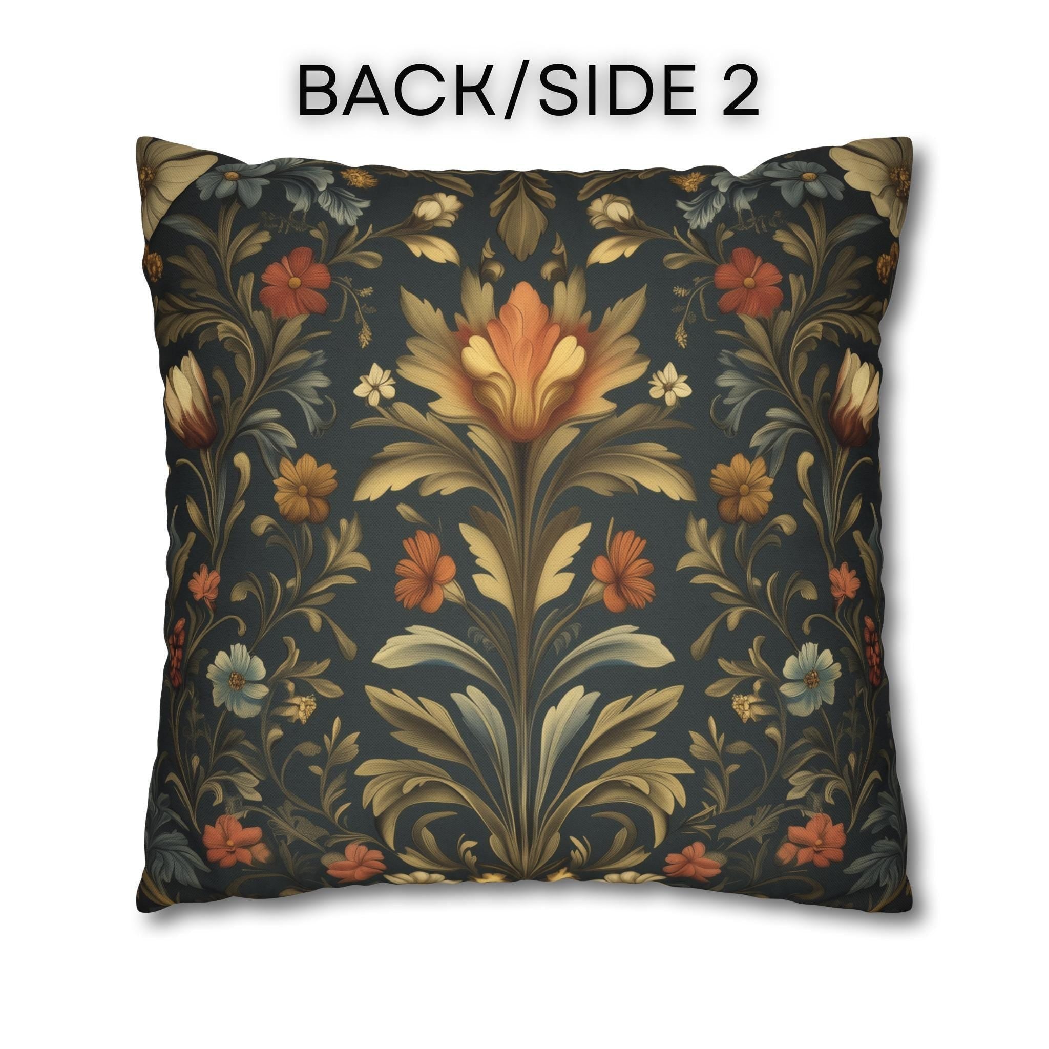 William Morris Botanical Pillow Cover: Golden Ochre Moody Blooms Floral Tapestry