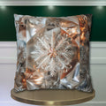 Snowflake Luxury Pillow Cover, Holiday Inspired Winter Charm, Silver Bronze Champagne Tones Square Pillowcase