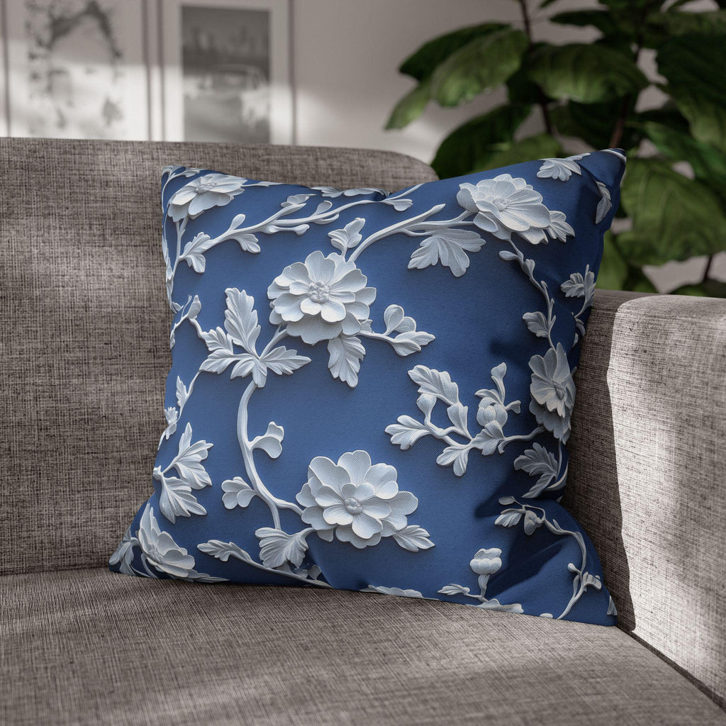 Blue & White Chinoiserie Pillow Cover: Floral Home Decor