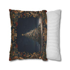 Coastal Christmas Pillow Cover: Tropical William Morris Tree, Red Gold Blue