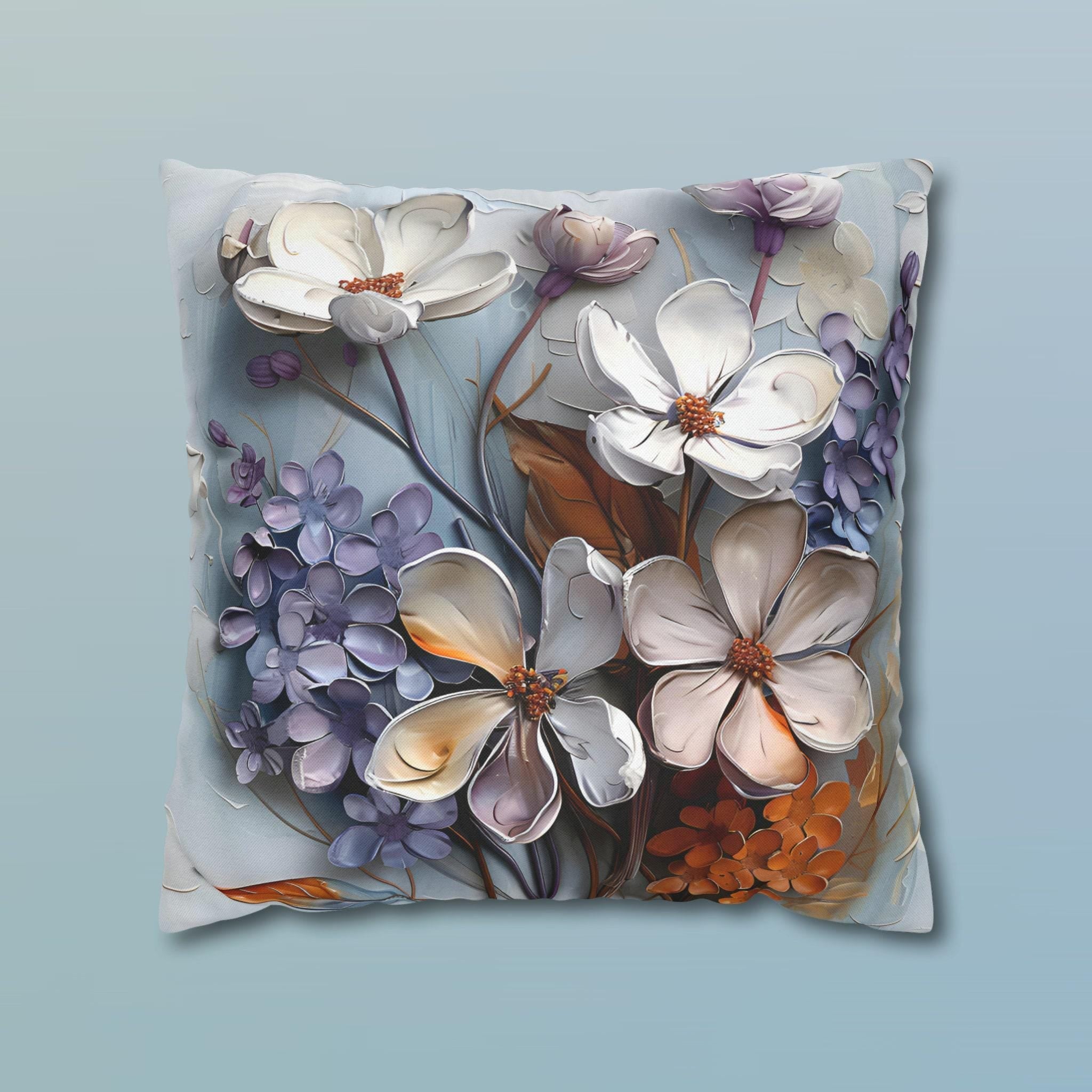 Floral Pillow Cover: Vintage Oil Painting Style, Lilac Blossoms