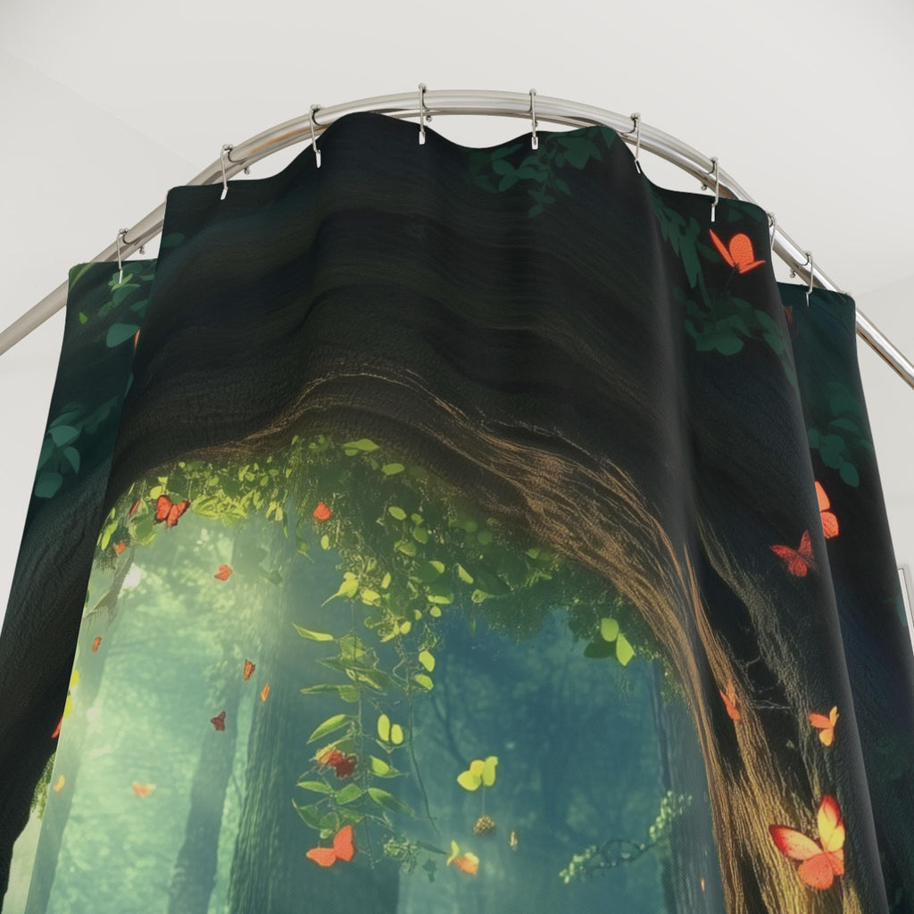 Enchanting Forest Shower Curtain & Bath Mat: Whimsical Nature Decor for Boho Bathrooms - Sold Separately